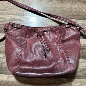 Etienne Aigner Genuine Leather Vintage Burgandy Bucket Style Handbag